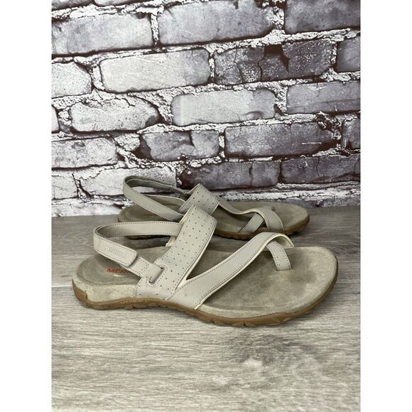 Merrell Aluminum Grey Suede Synthetic Toe Strap Foam Sandals Women Sz 9M US/40EU - Picture 12 of 16